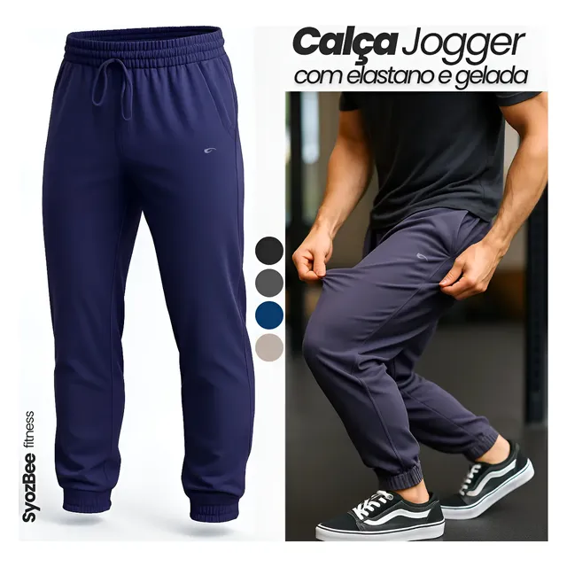 Calça Tactel Masculino Jogger C/ Elastano Academia Treino