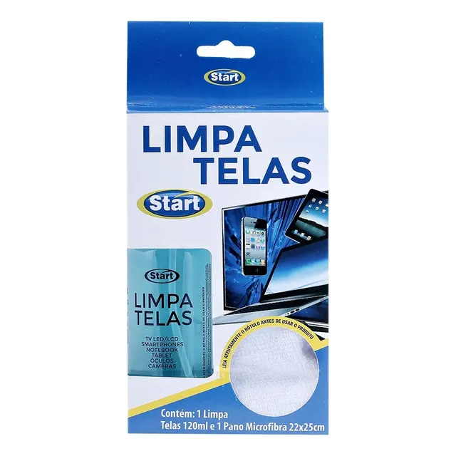 Jogo Limpa Telas PC Notebook 120ml + Pano Microfibra Start