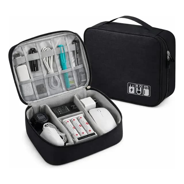 Bolsa Organizadora Cabos Case Estojo Bag Eletrônico Grande Cor Preto