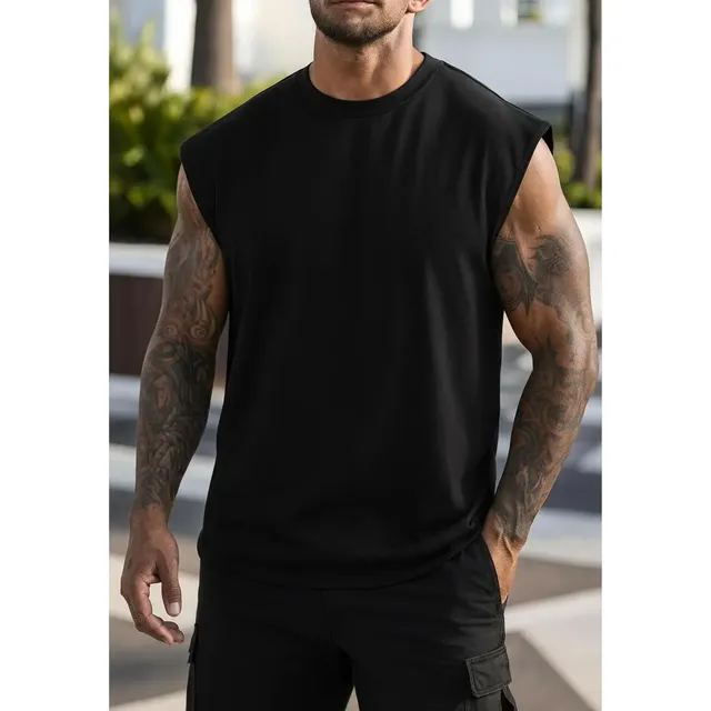 Regata Oversized Masculino Tamanho Grande Básica Lisa - Preto